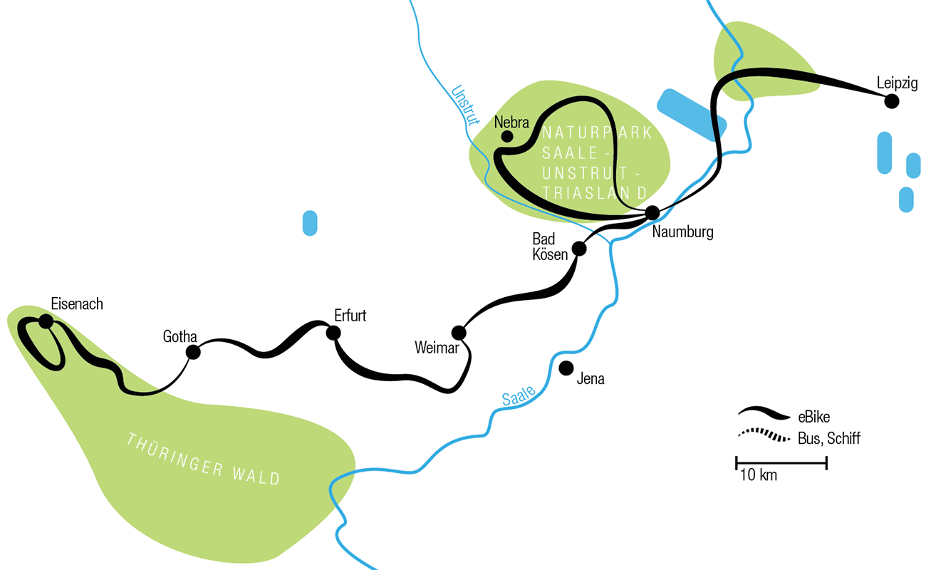 Von Eisenach nach Leipzig Karte
