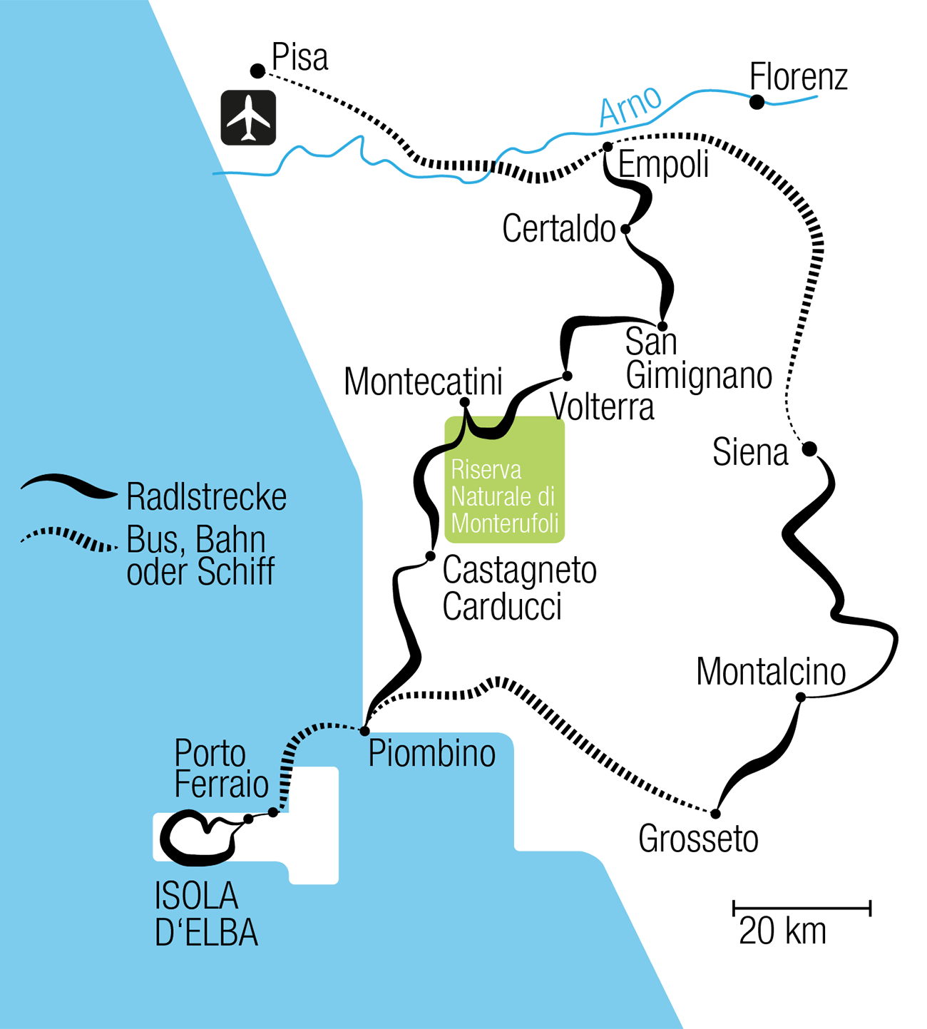 Toskana und Elba Karte