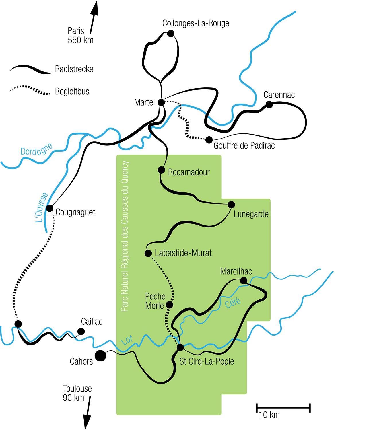 Quercy und Limousin Karte