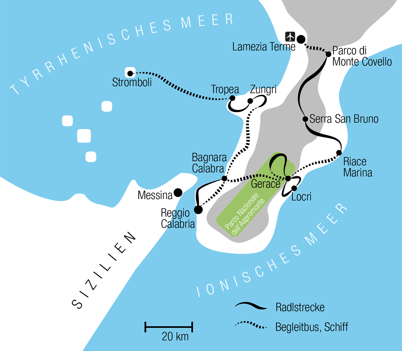 Kalabrien und Stromboli Karte